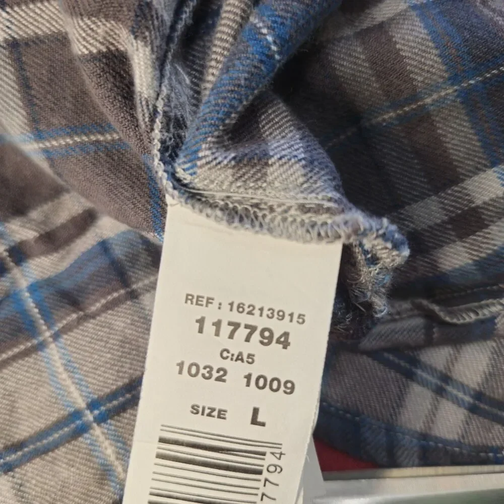 Mango MNG Plaid Tunic Shirt Dress Blue Gray Check 3/4 Sleeve Cotton Size Med - Picture 11 of 11